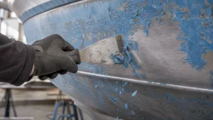 Limpiar una embarcación eliminando Antifouling antiguo del casco
